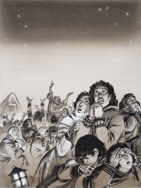 M.S. 999 Yılında Yılbaşı Gecesi (kağıt üzerine guaj) by Angus McBride