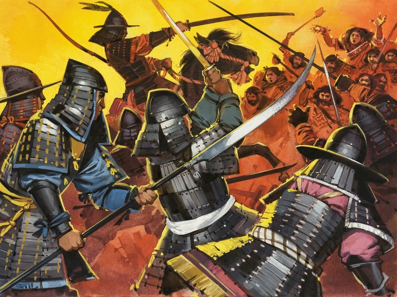 Savaştaki kimliği belirsiz Japon savaşçılar by Angus McBride