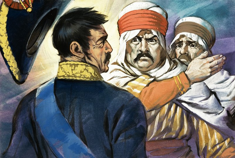 Orta Doğu veya Kuzey Afrika kıyafetli kimliği belirsiz bir adam başka bir adamı tokatlıyor by Angus McBride