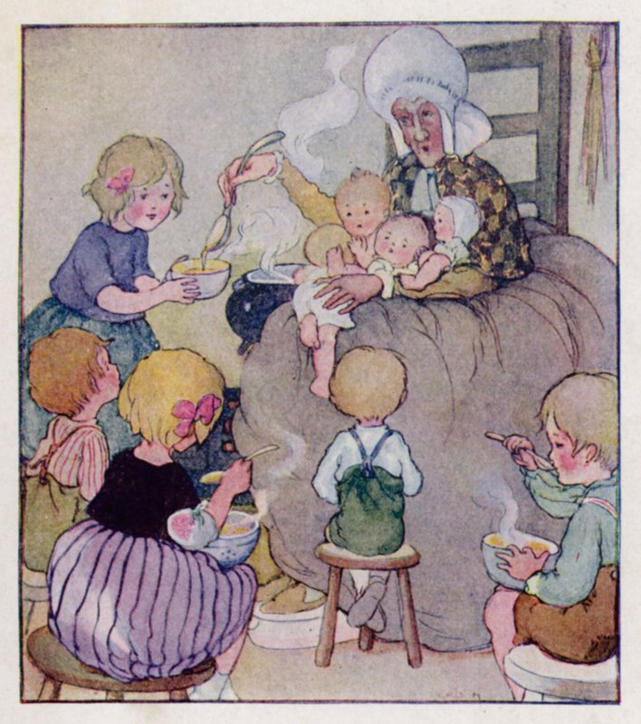 Tekerleme: Bir Ayakkabı İçinde Yaşayan Yaşlı Bir Kadın Vardı (renkli taş) by Anne (after) Anderson