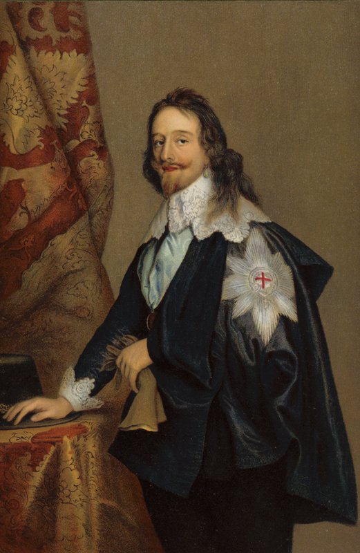 Kral Charles I (kromolitho) by Anthony van Dyck