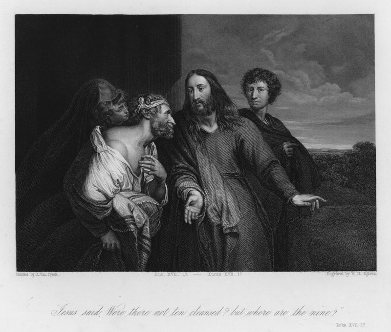Tanrı'yı yücelten cüzamlı Luka XVII by Anthony van (after) Dyck