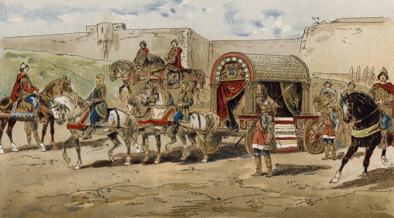 Carriage of a Frankish prince of the time of Charlemagne, 9th Century  by Armand Jean Heins