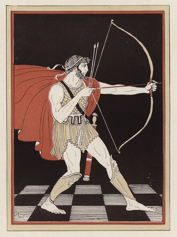 Odysseus yayını çekiyor (renkli taş) by Armand Joseph Bonamy