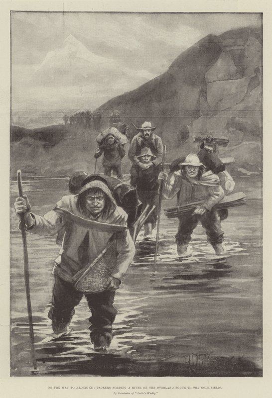 Klondike Yolunda, Altın Tarlalarına Giden Kara Yolunda Nehir Aşan Packers by Arthur David McCormick
