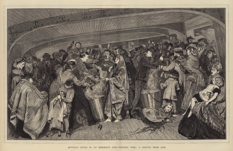 Bir Göçmen Gemisinde Güverte Arası, Beslenme Zamanı, Hayattan Bir Eskiz by Arthur Boyd Houghton