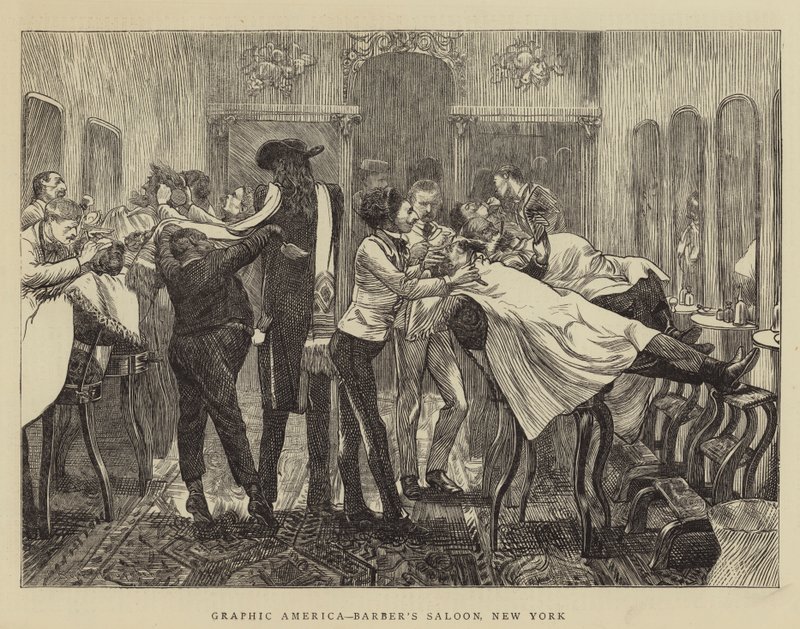 Grafik Amerika, Berber Salonu, New York by Arthur Boyd Houghton