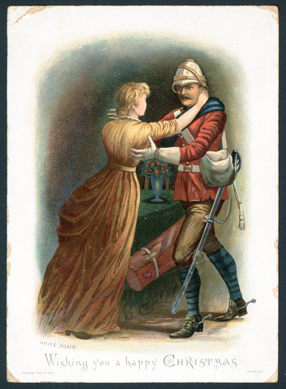Home Again - Noel tebrik kartı (chromolitho) by Arthur Charles Payne