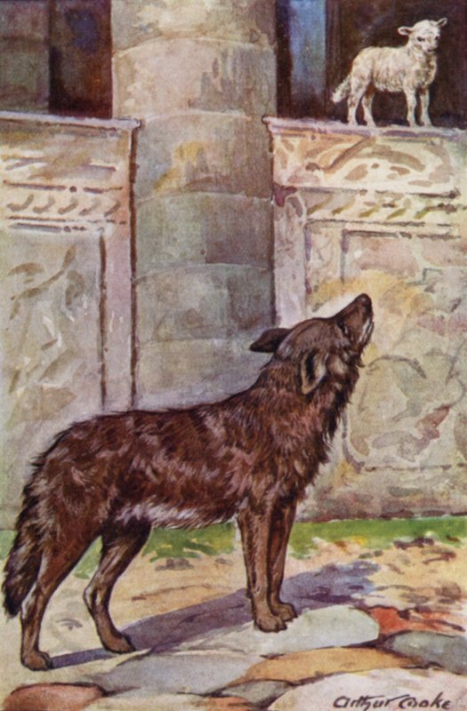 Ezop Masalları: Çocuk ve Kurt (renkli taş) by Arthur Claude Cooke