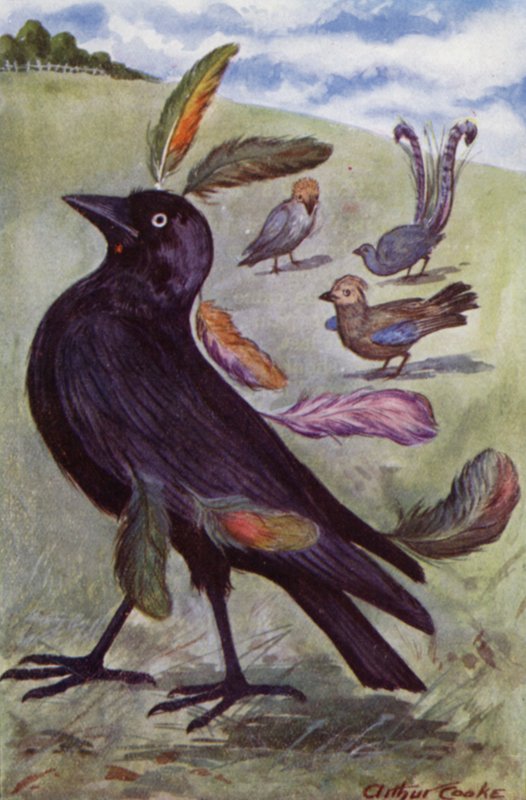 Ezop Masalları: Kibirli Küçük Karga (renkli taş) by Arthur Claude Cooke
