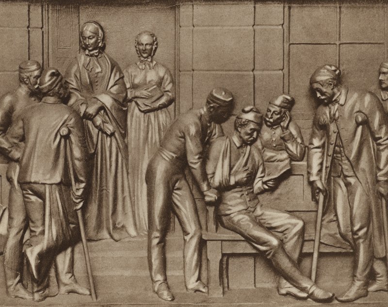 Florence Nightingale hastaları ziyaret ediyor, Woolwich hastanesinde rahatlama, Londra (s/b fotoğraf) by Arthur George Walker
