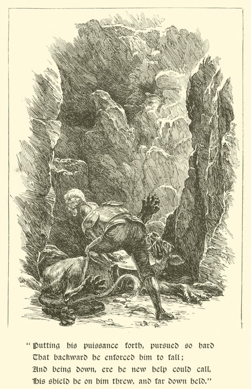 Sir Calidore, Nezaket Şövalyesi, Bin Dilli Canavar (gravür) by Arthur George Walker