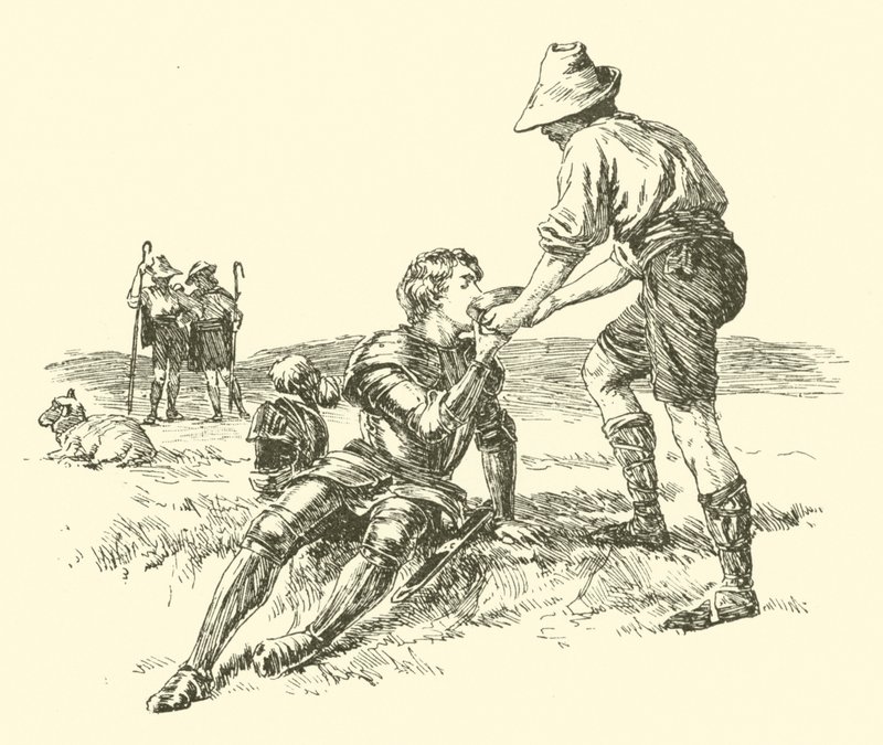 Sir Calidore, Nezaket Şövalyesi, Bariz Canavarın Görevi (gravür) by Arthur George Walker