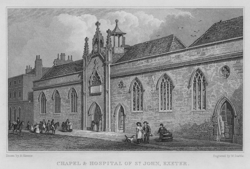 Aziz John Şapeli ve Hastanesi, Exeter (gravür) by Arthur Glennie