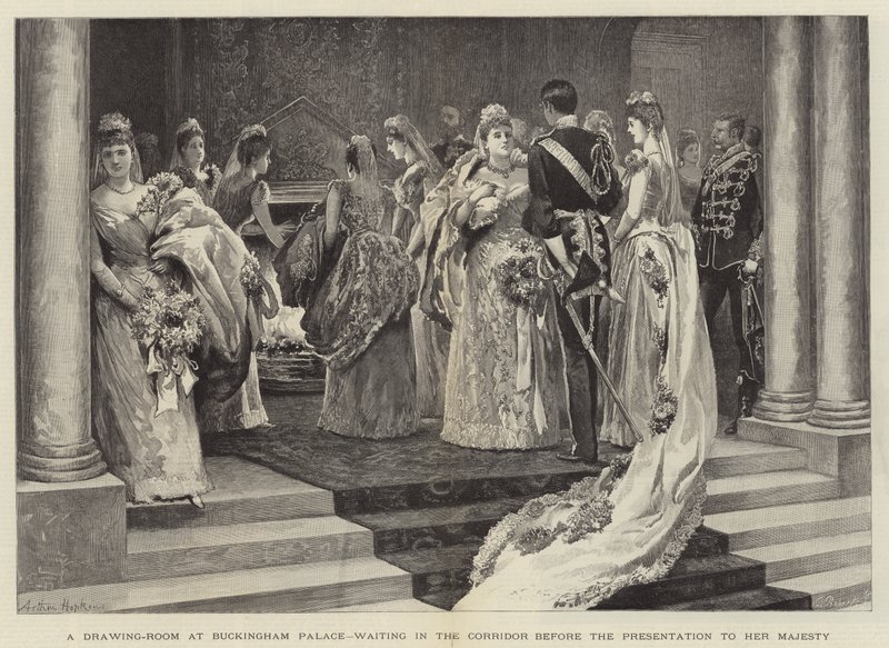 Buckingham Sarayı'nda Majestelerine Sunulmadan Önce Koridorda Bekleyen Bir Misafir Odası by Arthur Hopkins