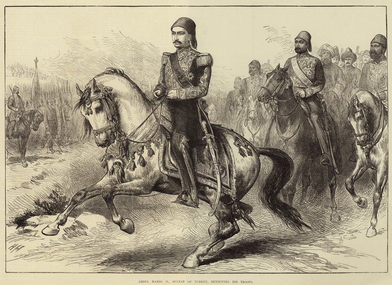 Türkiye Sultanı II. Abdülhamid, askerlerini gözden geçiriyor by Arthur Hopkins