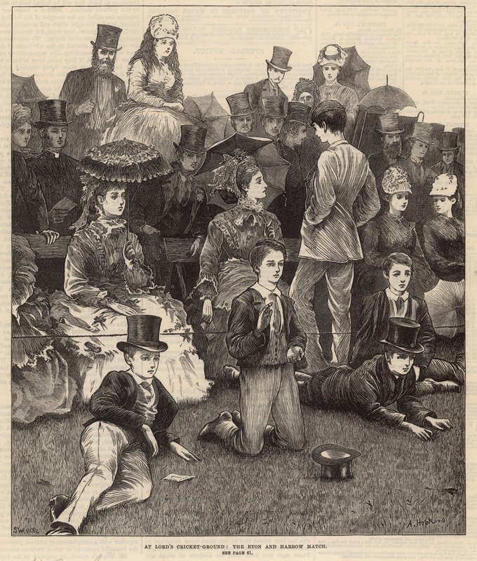 Lord'un kriket sahasında, Eton ve Harrow maçı (gravür) by Arthur Hopkins