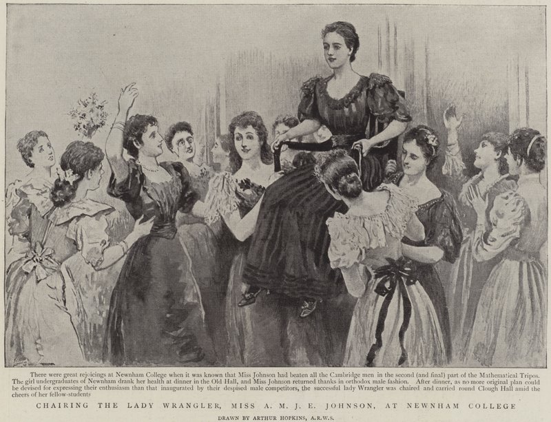 Cambridge, Newnham College'da Lady Wrangler'a başkanlık eden Bayan AMJE Johnson by Arthur Hopkins