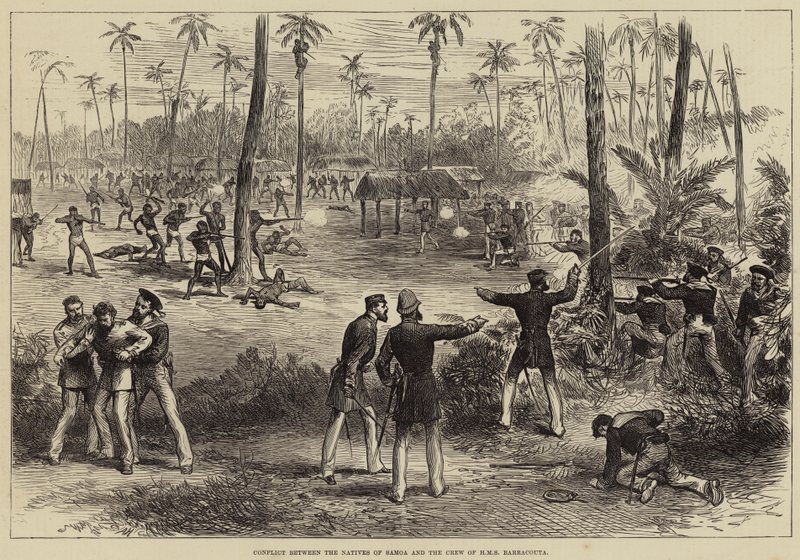 Samoa Yerlileri ile HMS Barracouta Mürettebatı Arasındaki Çatışma by Arthur Hopkins