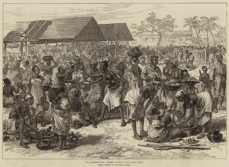 Ashantee Savaşı, General Market, Cape Coast Kalesi by Arthur Hopkins