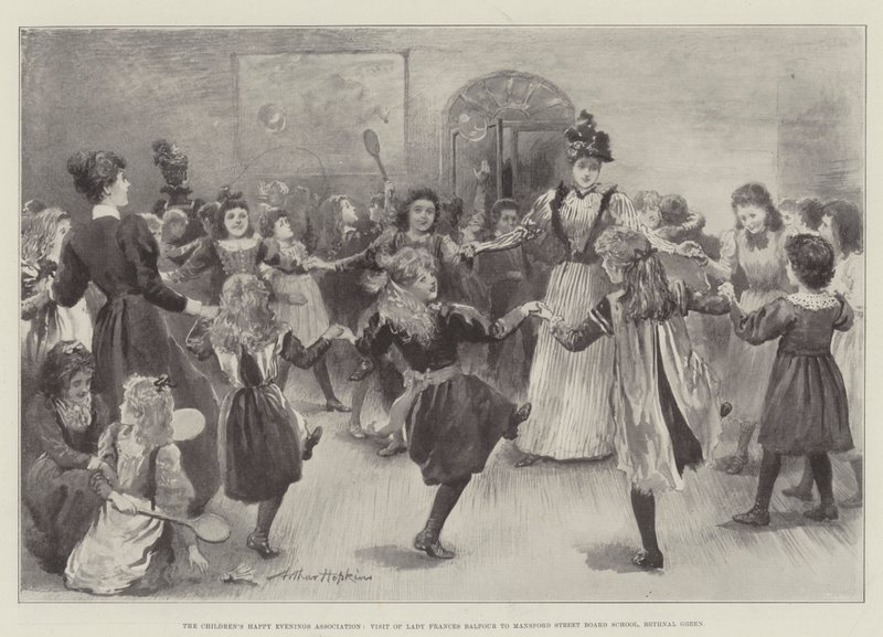 Çocukların Mutlu Akşamları Derneği, Lady Frances Balfour'un Mansford Street Board School, Bethnal Green'i Ziyareti by Arthur Hopkins