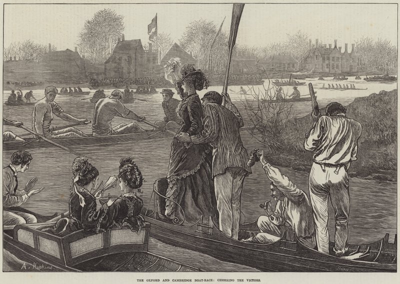 Oxford ve Cambridge Tekne Yarışı, Galipleri alkışlıyor by Arthur Hopkins
