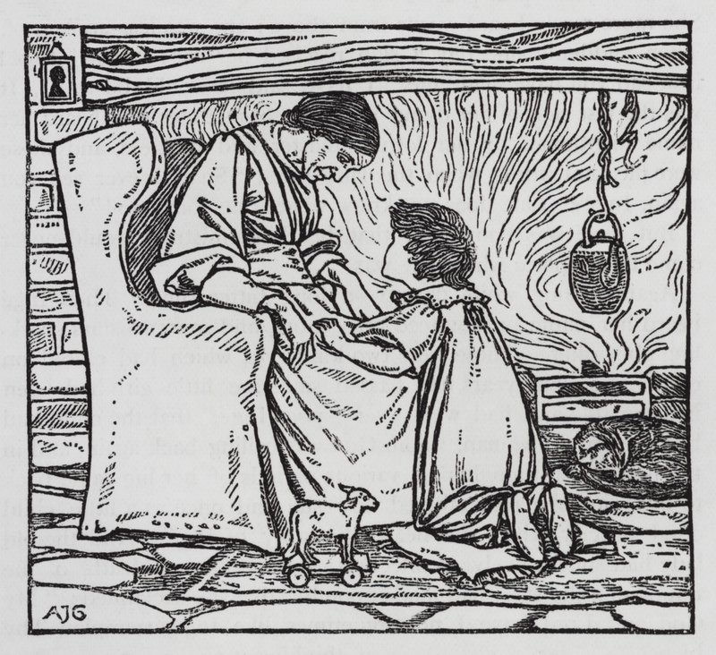 Hans Christian Andersen: Somun üzerinde yürüyen Kız (litho) by Arthur Joseph Gaskin