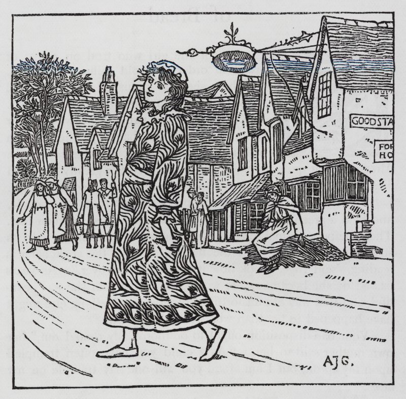 Hans Christian Andersen: Somun üzerinde yürüyen Kız (litho) by Arthur Joseph Gaskin