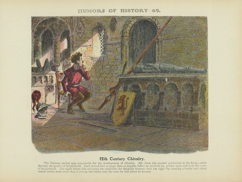 12. Yüzyıl Şövalyeliği (renkli taş baskı) by Arthur Moreland