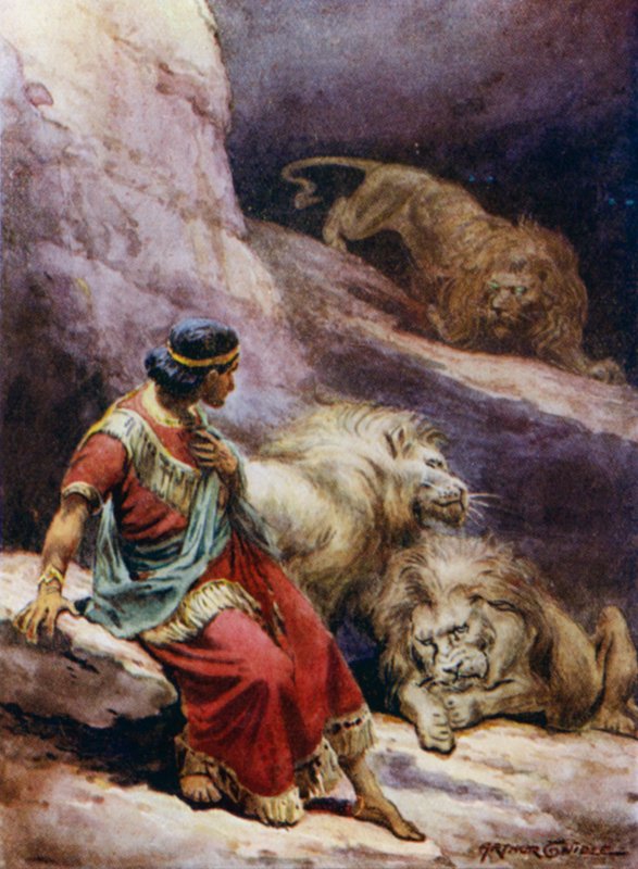 Daniel aslan ininde (renkli taş) by Arthur Twidle