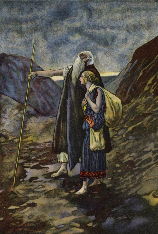 Kör Oidipus, kızı Antigone tarafından yönetiliyor by Artus Scheiner