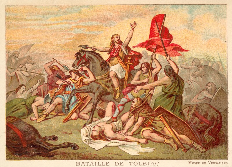 Tolbiac Savaşı, 496 (kromolitho) by Ary Scheffer