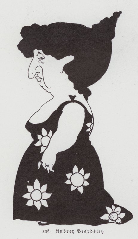Caricature of a woman in a sunflower dress  by Aubrey Beardsley