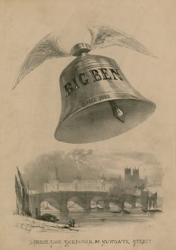 Londra üzerinde uçan kanatlı Big Ben by Auguste Francois Laby