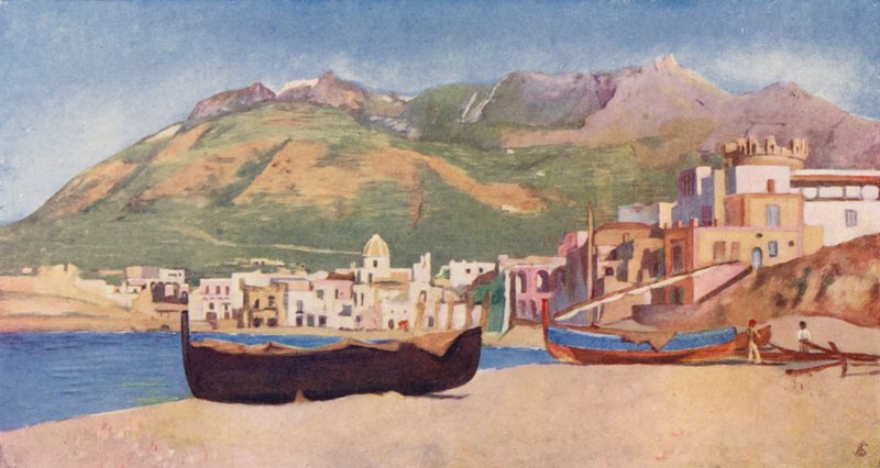 Forio Ischia (renkli litho) by Augustine Fitzgerald