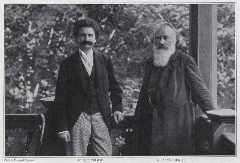 Besteciler Johann Strauss the Younger ve Johannes Brahms, Viyana by Austrian Photographer