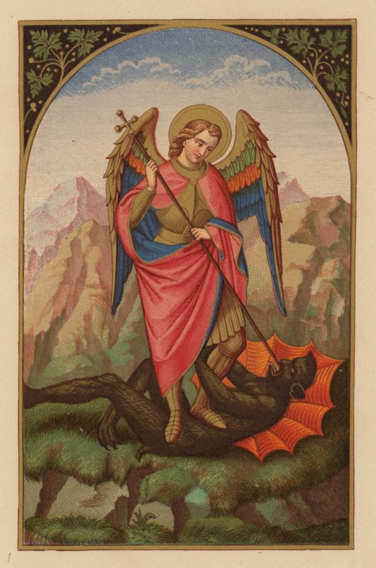 Michael, Başmelek (kromolitho) by Austrian School