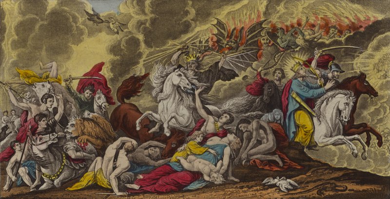 Solgun atın üzerinde ölüm (renkli taş) by Benjamin (after) West