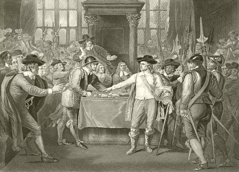 Oliver Cromwell dissolving the Long Parliament  by Benjamin West
