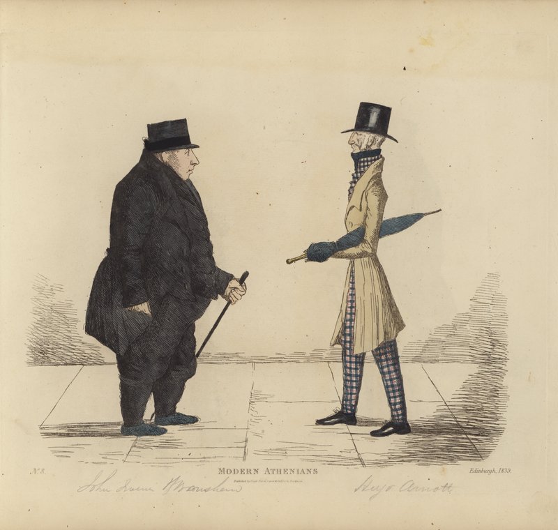Seçkin Edinburghlular, diğer adıyla Modern Atinalılar, John R Irving, Bonshawlu, Avukat, Kaptan Hugo Arnot, Balcormolu (renkli gravür) by Benjamin William Crombie