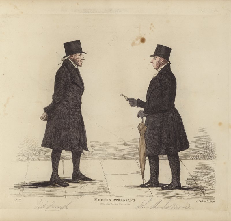 Seçkin Edinburghlular, diğer adıyla Modern Atinalılar, Robert Forsyth, Esq, Avukat, John Shank More, Esq, LLD, Avukat (renkli gravür) by Benjamin William Crombie