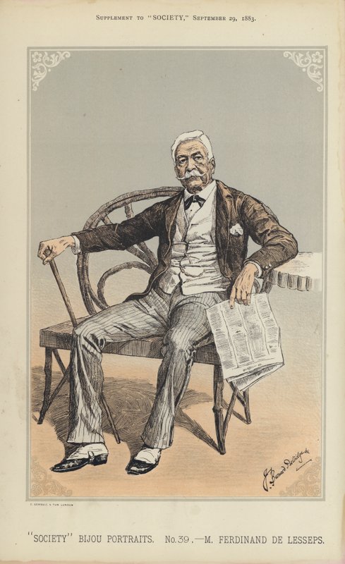 M Ferdinand de Lesseps (renkli taş) by Bernard (after) Partridge