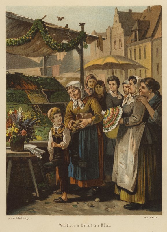 Bir pazar sahnesi (renkli taş) by Bernhard Muhlig
