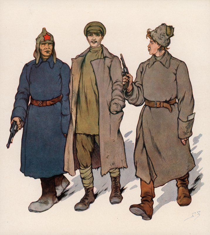Tutuklu bir Sovyet devrimci mahkemesine götürülüyor (renkli taş) by Boris Vasilievich Zvorykin
