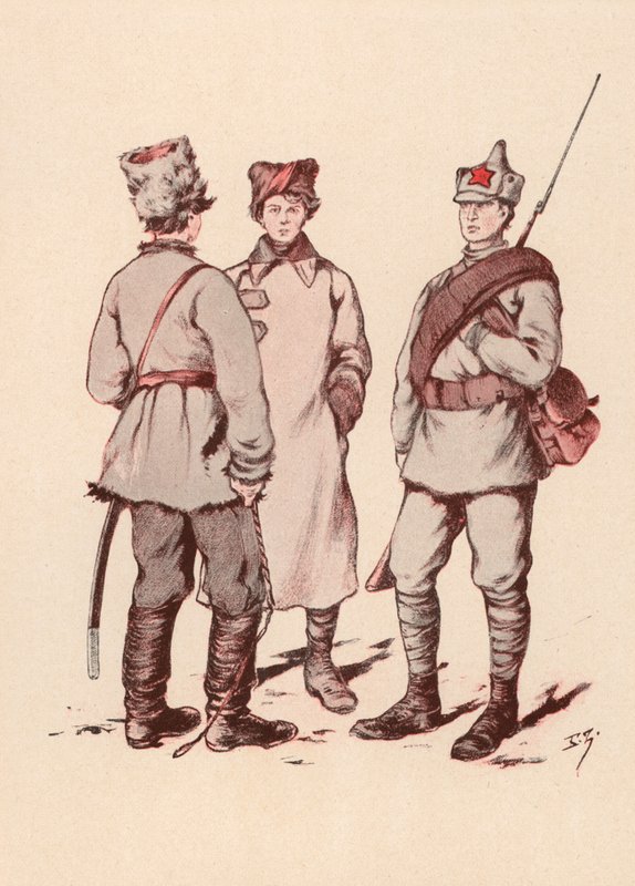 Sovyet Kızıl Ordusu askerleri (renkli taş) by Boris Vasilievich Zvorykin