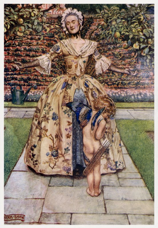 "Aşk düşen meyveye benzemez, / Ne de kurumuş ağaç" (renkli taş) by Byam (after) Shaw