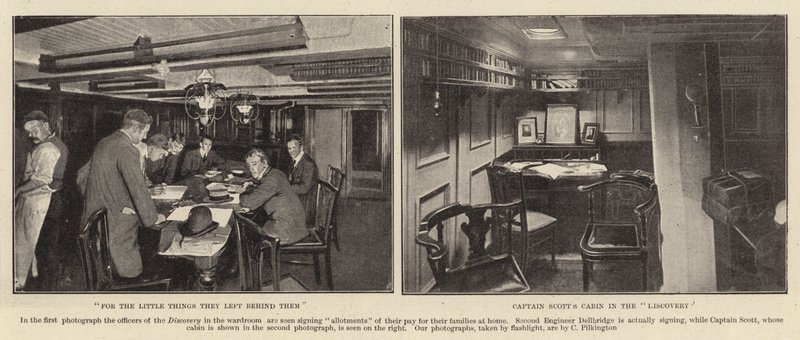 Arkalarında bıraktıkları küçük şeyler için, Discovery litosunda Captain Scotts Cabin by C. Pilkington