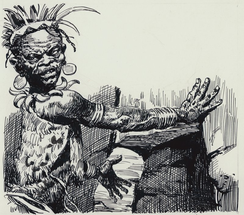 King Solomons Mines için illüstrasyon (kağıt üzerine guaj) by C.L. Doughty