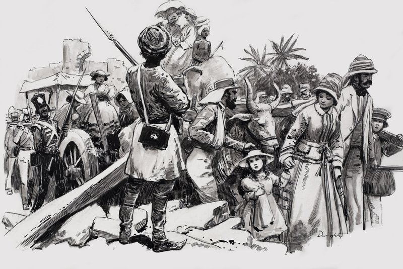 Lucknow Kuşatması Rölyefi (kağıt üzerine guaj) by C.L. Doughty