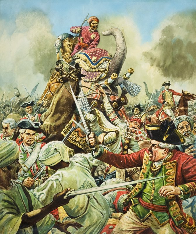 Arcot Savaşı (kağıt üzerine guaj) by C.L. Doughty
